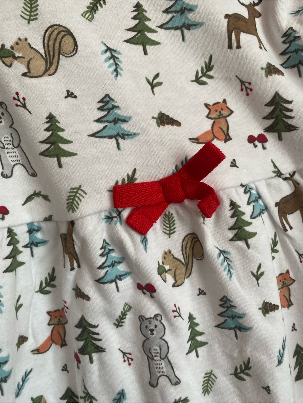 Hudson Baby Kids Forest Animal Dress - White with Red Trim NWT Size 4T - Picture 4 of 5